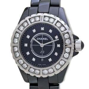 CHANEL J12 Bezel Diamond H2427 Black Ceramic x Stainless Steel Ladies 39763 W...